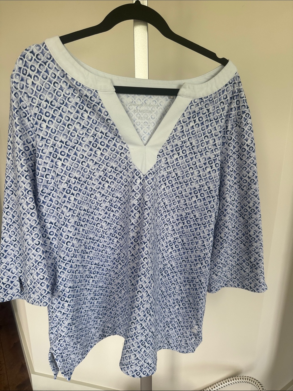 XL Tommy Bahama Light Blue Patterned V-Neck Tropical Island Tunic